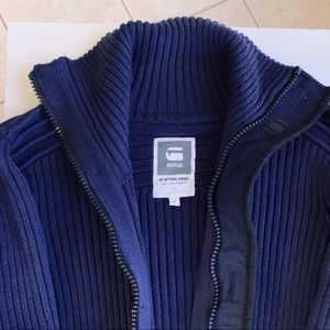 G-Star Raw Zipper/Button Ribbed Sweater